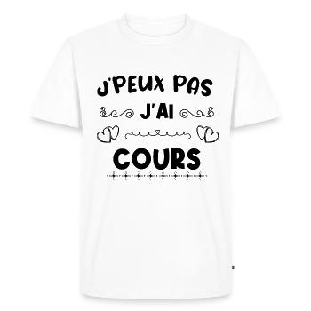 je peux pas j ai cours - T-shirt Premium bio Homme - blanc - Devant - Nico (187cm)