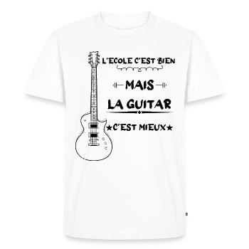 l'école c'est bien mais la guitar c'est mieux - T-shirt Premium bio Homme - blanc - Devant - Nico (187cm)