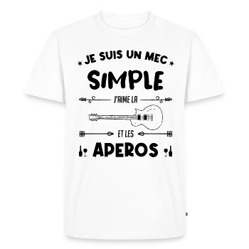 je suis un mec simple Guitariste Cadeau - T-shirt Premium bio Homme - blanc - Devant - Nico (187cm)