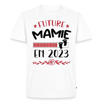 Bientôt Mamie - Mamy - Naissance - Bébé - Enfant - T-shirt Premium bio Homme - blanc - Devant - Nico (187cm)