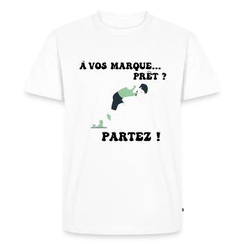 À vos marques.. Prêts? Partez! - T-shirt Premium bio Homme - blanc - Devant - Nico (187cm)