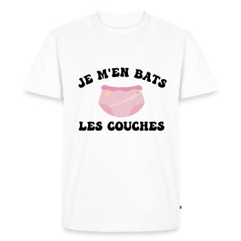 Je m'en bats les couches - T-shirt Premium bio Homme - blanc - Devant - Nico (187cm)