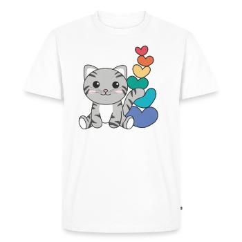 Rainbow Hearts Pride LGBTQ animaux mignons chat - T-shirt Premium bio Homme - blanc - Devant - Nico (187cm)