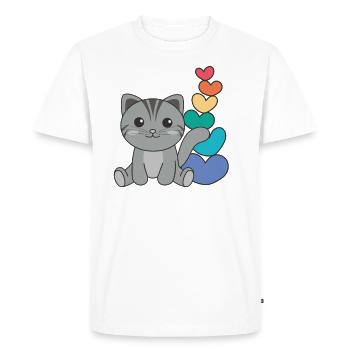 Rainbow Hearts Pride LGBTQ animaux mignons chat - T-shirt Premium bio Homme - blanc - Devant - Nico (187cm)