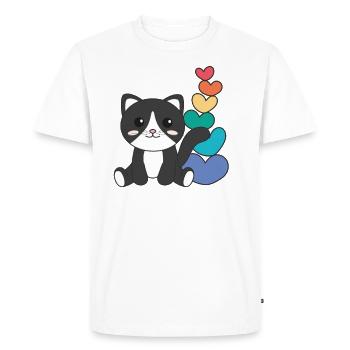 Rainbow Hearts Pride LGBTQ animaux mignons chat - T-shirt Premium bio Homme - blanc - Devant - Nico (187cm)