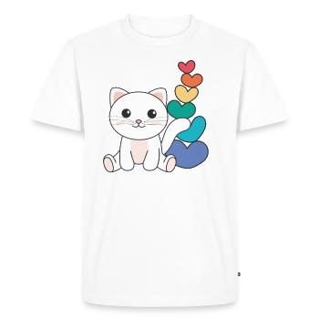 Rainbow Hearts Pride LGBTQ animaux mignons chat - T-shirt Premium bio Homme - blanc - Devant - Nico (187cm)