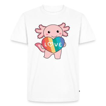 coeurs arc-en-ciel fierté LGBTQ animaux mignons axolotl - T-shirt Premium bio Homme - blanc - Devant - Nico (187cm)