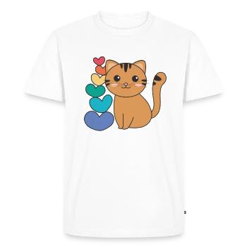 Rainbow Hearts Pride LGBTQ animaux mignons chat - T-shirt Premium bio Homme - blanc - Devant - Nico (187cm)