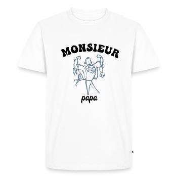Monsieur Papa - T-shirt Premium bio Homme - blanc - Devant - Nico (187cm)
