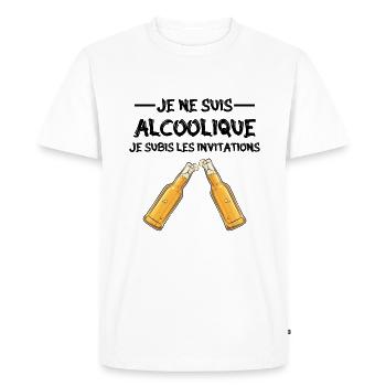 je ne suis pas alcoolique je subis les invitations - T-shirt Premium bio Homme - blanc - Devant - Nico (187cm)