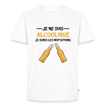 je ne suis pas alcoolique je subis les invitations - T-shirt Premium bio Homme - blanc - Devant - Nico (187cm)