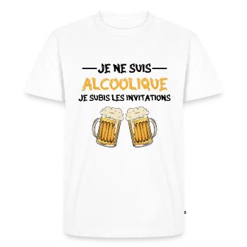 je ne suis pas alcoolique je subis les invitations - T-shirt Premium bio Homme - blanc - Devant - Nico (187cm)