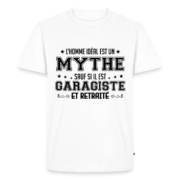 Garagiste idéal mythe , garagiste cadeau noël - T-shirt Premium bio Homme - blanc - Devant - Nico (187cm)