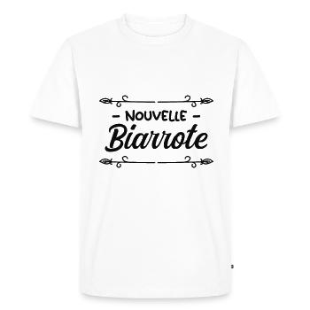 Nouvelle Biarrote - Idée cadeau bébé - T-shirt Premium bio Homme - blanc - Devant - Nico (187cm)