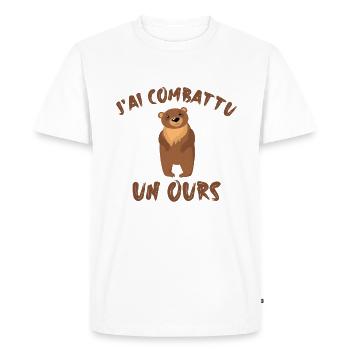 Je combattais un ours - T-shirt Premium bio Homme - blanc - Devant - Nico (187cm)