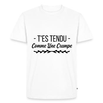 T es tendu comme une crampe - T-shirt Premium bio Homme - blanc - Devant - Nico (187cm)