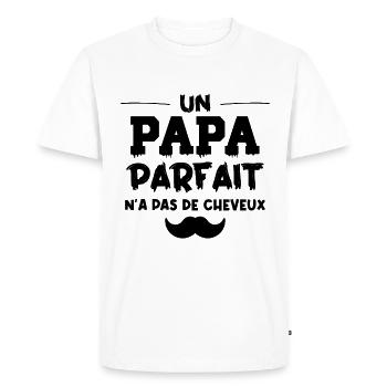 papa parfait sans cheveux - T-shirt Premium bio Homme - blanc - Devant - Nico (187cm)