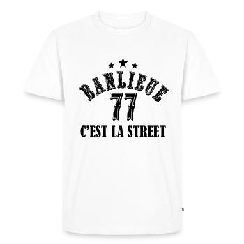 banlieue 77 c'est la street - T-shirt Premium bio Homme - blanc - Devant - Nico (187cm)