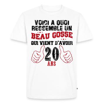 voici à quoi ressemble un bogosse de 20 ans - T-shirt Premium bio Homme - blanc - Devant - Nico (187cm)