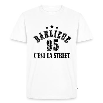 banlieue 95 c'est la street - T-shirt Premium bio Homme - blanc - Devant - Nico (187cm)