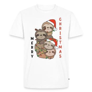 Paresseux Arbre de Noël Animaux de Noël Paresseux - T-shirt Premium bio Homme - blanc - Devant - Nico (187cm)