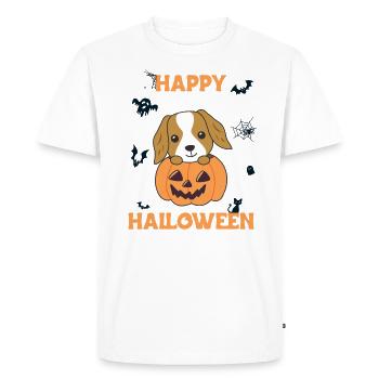 Cocker Spaniel Pumpkin Cute Dogs Happy Halloween - Men's Premium Organic T-Shirt - white - Front - Nico (187cm)