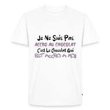JE NE SUIS PAS ACCRO AU CHOCOLAT - T-shirt Premium bio Homme - blanc - Devant - Nico (187cm)