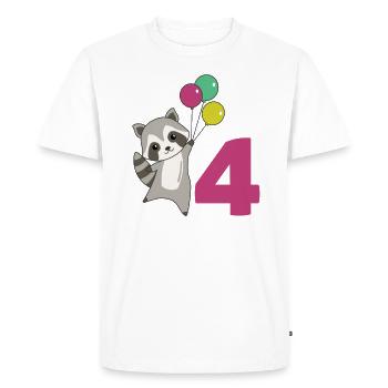 Raccoon fourth birthday balloons for children - Men's Premium Organic T-Shirt - white - Front - Nico (187cm)