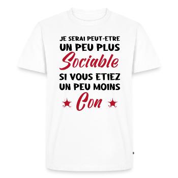 Je Serais Peut Être Un Peu Plus Sociable - T-shirt Premium bio Homme - blanc - Devant - Nico (187cm)