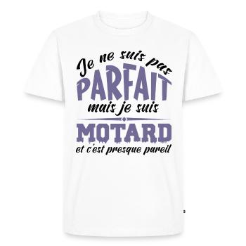 Je ne suis pas parfait mais je suis motard - T-shirt Premium bio Homme - blanc - Devant - Nico (187cm)