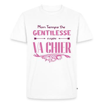 Mon temps de gentillesse a expiré - T-shirt Premium bio Homme - blanc - Devant - Nico (187cm)