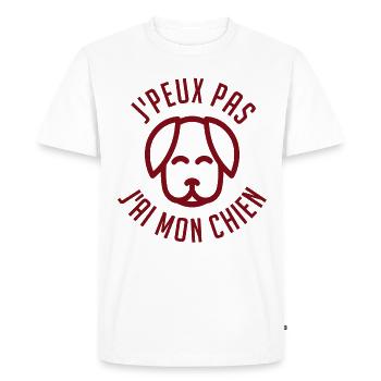 j'Peux pas j'ai mon chien - T-shirt Premium bio Homme - blanc - Devant - Nico (187cm)