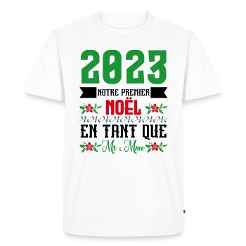 Notre premier Noël en tant que M. et Mme 2023 - T-shirt Premium bio Homme - blanc - Devant - Nico (187cm)