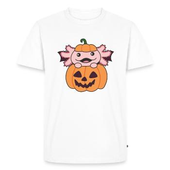 Axolotl Halloween Pumpkin Bat Costume - Men's Premium Organic T-Shirt - white - Front - Nico (187cm)