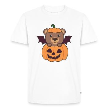 Bear Halloween Pumpkin Bat Costume - Men's Premium Organic T-Shirt - white - Front - Nico (187cm)