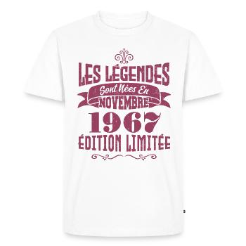 les légendes Sont Nées En Novembre 1967 . Annive - T-shirt Premium bio Homme - blanc - Devant - Nico (187cm)