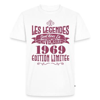 les légendes Sont Nées En Novembre 1969 . Annive - T-shirt Premium bio Homme - blanc - Devant - Nico (187cm)