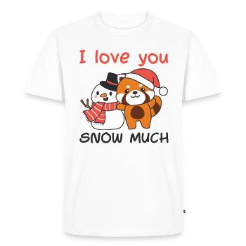 Panda roux je t’aime neige beaucoup de jeu de mots de neige - T-shirt Premium bio Homme - blanc - Devant - Nico (187cm)