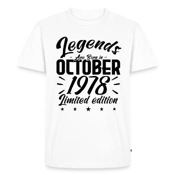 LEGENDS ARE BORN IN OCTOBER 1978 anniversary gift - T-shirt Premium bio Homme - blanc - Devant - Nico (187cm)