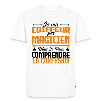 Je suis Coiffeur pas Magicien. - T-shirt Premium bio Homme - blanc - Devant - Nico (187cm)