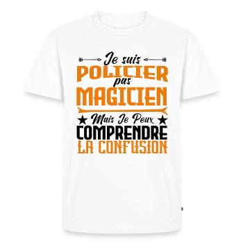 Je Suis Policier, pas Magicien - T-shirt Premium bio Homme - blanc - Devant - Nico (187cm)