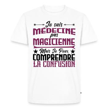 Je suis médecine, pas magicienne - T-shirt Premium bio Homme - blanc - Devant - Nico (187cm)