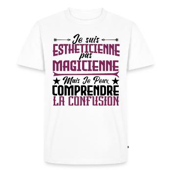 Je suis Esthéticienne, pas Magicienne - T-shirt Premium bio Homme - blanc - Devant - Nico (187cm)