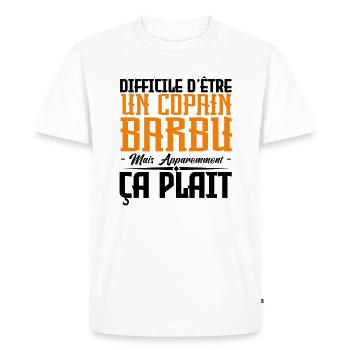 copain barbu, citations barbe, cadeau copain - T-shirt Premium bio Homme - blanc - Devant - Nico (187cm)