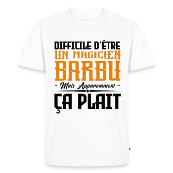 magicien barbu, citations barbe, cadeau magicien - T-shirt Premium bio Homme - blanc - Devant - Nico (187cm)