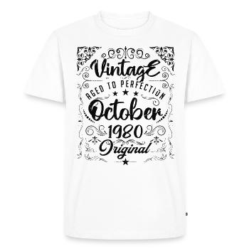 Vintage born in october 1980 - anniversary gift. - T-shirt Premium bio Homme - blanc - Devant - Nico (187cm)