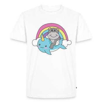 Narwhal hippo ocean unicorn kawaii rainbow - Men's Premium Organic T-Shirt - white - Front - Nico (187cm)
