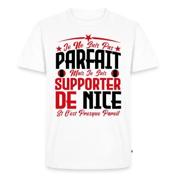 je ne suis pas parfait, supporteur de Nice . - T-shirt Premium bio Homme - blanc - Devant - Nico (187cm)