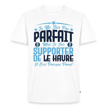 je ne suis pas parfait, supporteur de Le Havre. - T-shirt Premium bio Homme - blanc - Devant - Nico (187cm)