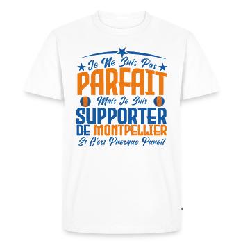 je ne suis pas parfait, supporteur de Montpellier. - T-shirt Premium bio Homme - blanc - Devant - Nico (187cm)